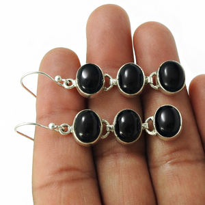 Nueva moda moderna caliente 925 plata esterlina Natural ónix negro piedra preciosa aspecto clásico pendientes colgantes joyería hecha a mano proveedores - Product Image 3