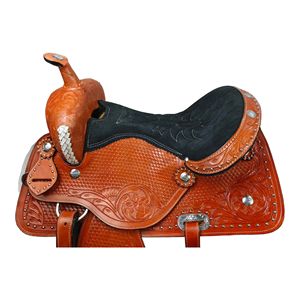 Juego de sillín de caballo occidental de alta calidad cómodo de cuero genuino diseño personalizable directo del fabricante para carreras de barriles - Product Image 3
