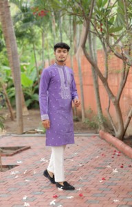 Kurta de créateur en jacquard royal - Product Image 3