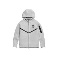 Ensemble de survêtement pour homme, veste à capuche zippée et pantalon de jogging en polaire technique, gris chiné, vêtements de sport pour l'entraînement
