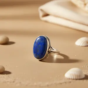 Anillo de Plata 925 con Lapislázuli para Mujer, Elegante Joyería de Piedras Preciosas y Perlas - Product Image 2