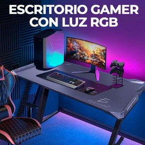 Scrivania da Gaming RGB con Luci LED in Fibra di Carbonio e Metallo per Giocatori - Product Image 4