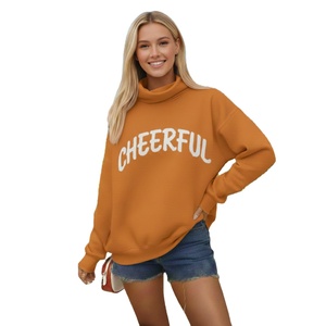 Sweat-shirts longs à col montant pour femmes, vente en gros, impression sérigraphique de haute qualité, sur mesure, grandes tailles - Product Image 1