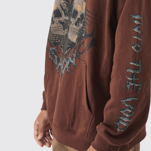 Sudadera con capucha y cremallera completa Y2K para mujer de alta calidad OEM sobre la cara estampado vintage Sudadera con capucha de gran tamaño personalizada - Product Image 3
