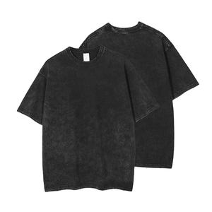 T-shirt vintage délavé à l'acide en détresse pour hommes T-shirts tissés surdimensionnés personnalisés Style High Street - Product Image 1