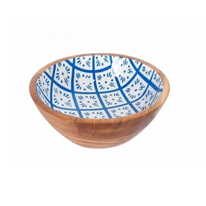Bol de service à salade en bois de manguier fait à la main bol de fruits en bois pour la cuisine - Product Image 2