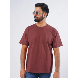 Men's Solid Color Cotton T-Shirt O-Neck Short Sleeve Regular Fit Casual Jersey Knitted <b>Top</b> <b>Maroon</b> - Product Image 1