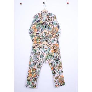 Indian 100% Pure Cotton Women's Pure Cotton Pj's, ultra Soft Cotton Pyjama Set <b>Trousers</b> Shirts, Floral Printed Cotton Pyjama Set - Product Image 3