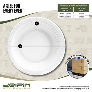 Bol en carton blanc rond jetable écologique personnalisable fabriqué en Italie taille différente prêt à expédier - Product Image 4
