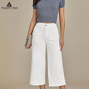 Jeans capri transpirables para mujer al por mayor con MOQ bajo, diseño personalizado, últimos modelos de jeans capri para mujer para venta en línea - Product Image 6