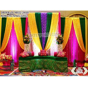 สุภาพสตรีที่มีสไตล์ Sangeet ตกแต่งเวทีเหตุการณ์ งานแต่งงานที่ชวนฝัน สุภาพสตรี Sangeet เวทีงานแต่งงานสไตล์ที่ไม่ซ้ํากัน Mehndi เวทีกลางคืน - Product Image 1