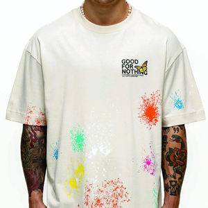 Alta calidad 200 gsm transpirable 100% algodón gran caída hombro comodidad hombres ropa camisetas sueltas recién llegados - Product Image 5