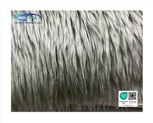 Tissu en fausse fourrure de couleur grise, poil long de 100 mm, tricoté avec un dos en acrylique 100%, vêtements, textiles de maison, directement de l'usine - Product Image 5