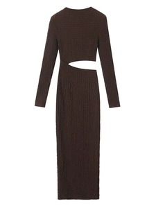 Elegant Women's O-Neck Long Sleeve Midi Dress Sexy Hollow out <b>Party</b> Casual Style Slim <b>Shirt</b> Dress for Autumn Evenings - Product Image 5