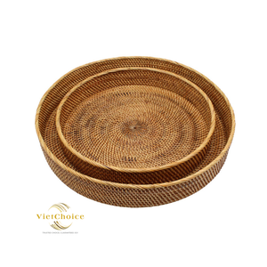 Bandeja de servicio de ratán redonda de alta calidad Vietchoice, bandeja decorativa de bambú, mesa de centro, cocina, calidad Premium, en exceso - Product Image 4