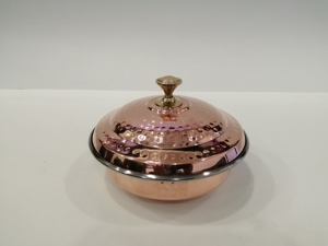 Designer Modern Premium High Quality Indian Plated Hand Small Crafted Copper & Steel Combination Servant Kadai Modern Fancy Dish - Product Image 6