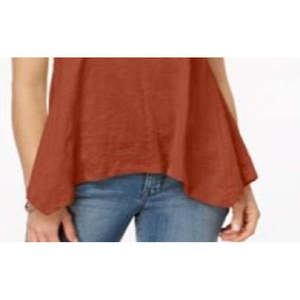 T-shirt da donna Style & Co casual con orlo a fazzoletto, traspirante 100% cotone, taglia XS, vestibilità ampia, decorazione corta in pizzo - Product Image 3