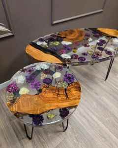 Modern Artistic Style Luxury Dining Room <b>Table</b> Eco-Friendly <b>Walnut</b> Wood Epoxy Resin Hand-painted River <b>Table</b> for Hotels TIMELESS - Product Image 4