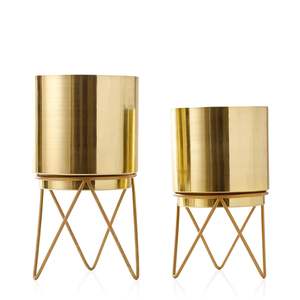 Ensemble de 2 jardinières en métal d'intérieur et d'extérieur de couleur or pour usage domestique exportation mondiale la plus vendue - Product Image 4