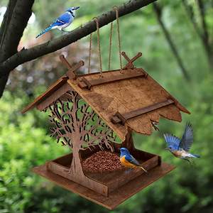 เครื่องป้อนนกไม้แบบแขวนทันสมัยอุปกรณ์ป้อนนกสำหรับกลางแจ้งดีไซน์ล่าสุด - Product Image 4