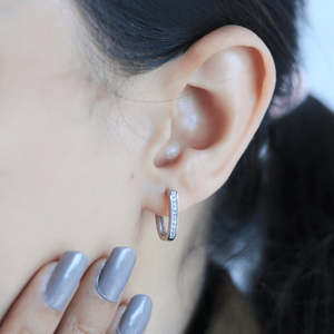 Boucles d'oreilles en argent Zarkan Diamond Horseshoe Hoop - Product Image 2