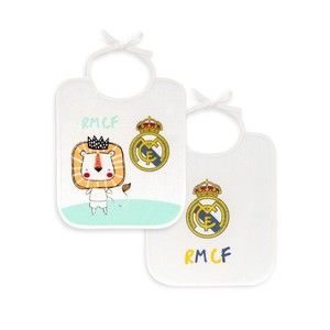 Lot de 2 bavoirs carrés blancs en tissu, avec accroche, pour bébés et enfants - Product Image 1
