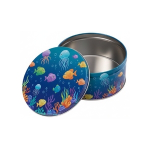 กระป๋องกลมสำหรับบรรจุภัณฑ์และเก็บขนม คุกกี้ บิสกิต ลูกอม ทำจากแผ่นเหล็กเคลือบดีบุกเกรดอาหาร - Product Image 2