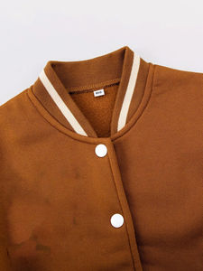 OEM Custom Made Wool Body <b>Short</b> <b>Sleeves</b> Letterman <b>Jacket</b> Breathable High Quality <b>Women</b> Crop Varsity <b>Jacket</b> - Product Image 5