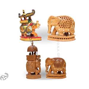 Ensemble de 1 modèle de sculptures d'éléphant en bois Figurines élégantes - Product Image 2