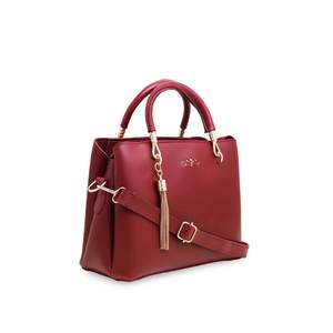 Bolso de mano rojo Formal P55477 Moda-Bolso de fiesta de cuero de uso diario informal clásico con patrón de piedra de concha y decoración de cadena - Product Image 2