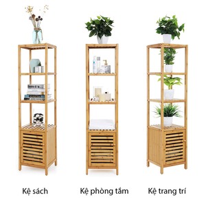 BFKS024-34x33x145cm Decorative Bamboo Cabinet with <b>Wall</b> & <b>Display</b> Shelf - Product Image 3