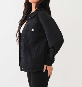 Veste en jean réversible décontractée pour femmes du fabricant 100% coton motif solide bouton Logo décoration hiver lavé - Product Image 5
