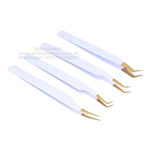 Ensemble de pinces à épiler pour extensions de cils en acier inoxydable rose de haute qualité, personnalisées par OEM, pointe pointue, outils pour extensions de cils volumineuses - Product Image 4