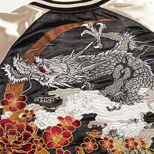 Blouson aviateur brodé Patchwork Dragon, manteau de moto décontracté, style industrie lourde - Product Image 6