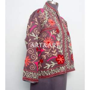 Chaqueta Corta con Bordado Floral Vintage, Forro de Algodón a Rayas, Hecha a Mano, Transpirable, de Secado Rápido, Estilo Informal para Fiestas - Product Image 4