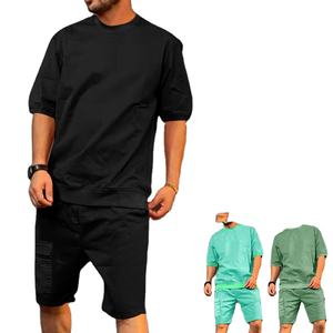 Two Piece <b>Set</b> Summer Cotton New Men Simple Fashion Suits Men Wholesale Summer New Men Casual Shorts <b>Sets</b> - Product Image 3