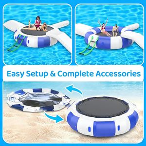 Trampolín Acuático Inflable de 10 Pies para Diversión de Verano, Flotador con Tobogán y Tubos de Equilibrio para Niños y Adultos, Ideal para Lagos, Piscinas y Océanos - Product Image 6