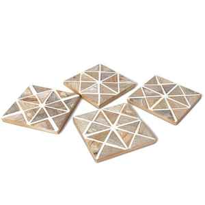 Sous-verres en résine à motif chevron faits à la main en Inde pour le bureau, sous-verres simples en incrustation d'os, sous-verres en bois de manguier MDF pour la maison - Product Image 3