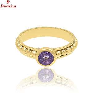 แหวนพลอยสีเงินสเตอริง925อเมทิสต์ธรรมชาติแบบเรียบง่ายสง่างามพร้อมตัวเรือนชุบทองสำหรับงานแต่งงาน - Product Image 5