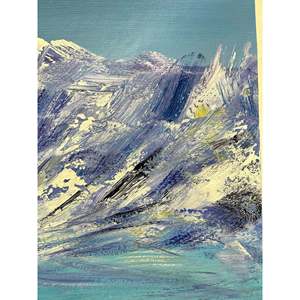 Dipinti a Olio su Tela 100% Fatti a Mano 36x24 Pollici con Cornice Stile Arte Montagna Innevata - Product Image 3