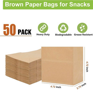 Bolsas de papel marrón para aperitivos, bolsas de papel Kraft a prueba de grasa, reciclables y biodegradables, bolsas de papel marrón pequeñas para palomitas de maíz - Product Image 3