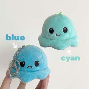 Portachiavi Peluche Polpo con Cappuccio Ribaltabile, <span class=keywords><strong>Divertente</strong></span> Cambio di Espressione, Multicolore, Ciondolo Bifacciale - Product Image 5