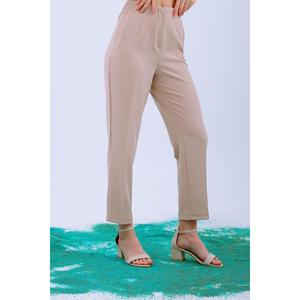 Pantaloni da donna Beige a vita alta alla caviglia