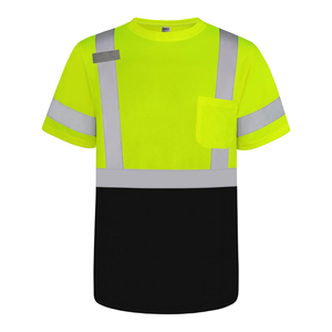 <b>High</b> Visibility Short Sleeve Reflective Safety <b>T</b> <b>Shirt</b> Men Heavy Duty Breathable Hi <b>Vis</b> <b>Shirt</b> Safety Moisture with OEM - Product Image 2