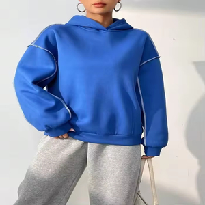 Fournisseur d'usine, sweat-shirt de sport pour femme en coton 100%, nouveau sweat-shirt uni avec surpiqûres contrastées sur ZOHAN CREATIONS - Product Image 4