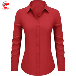 Chemises habillées respirantes pour femmes personnalisées boutons Slim Fit plaine manches longues couleur unie chemises décontractées d'été - Product Image 6
