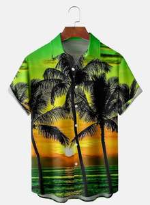 Custom Polyester Quick-Dry Digital Print Men's Beach Aloha Hawaiian Shirt Pattern <b>Short</b> <b>Sleeve</b> <b>Button</b>-<b>up</b> men's shirts - Product Image 3