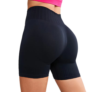 Shorts de sport taille haute respirants à motif uni pour femmes et jeunes filles – Idéal pour l'entraînement, le fitness, la gym et le yoga en été - Product Image 1