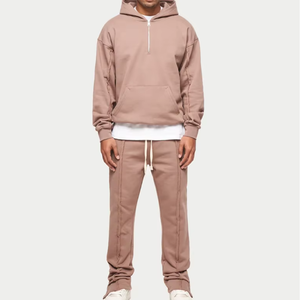 Sweat Suits Mens Fleece Pullover Plain Blank Solid Colors Slim Fit Customized Logo Print OEM tracksuit for man 100% cotton - Product Image 6