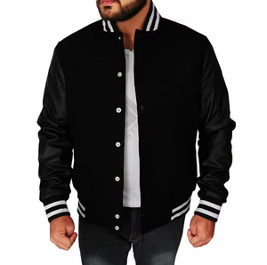 Mangas de cuero de invierno para hombre para chaquetas de béisbol Vintage Chenille Patch bordado Letterman Varsity Jacket - Product Image 5